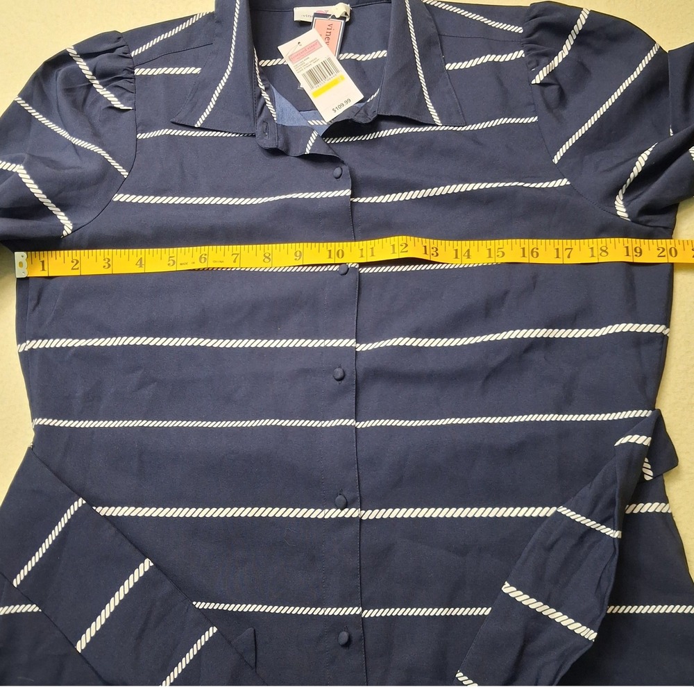 Vineyard Vines Coastal Nautical Rope Print Belted Midi Dress Womens Sz M NWT - Picture 3 of 16